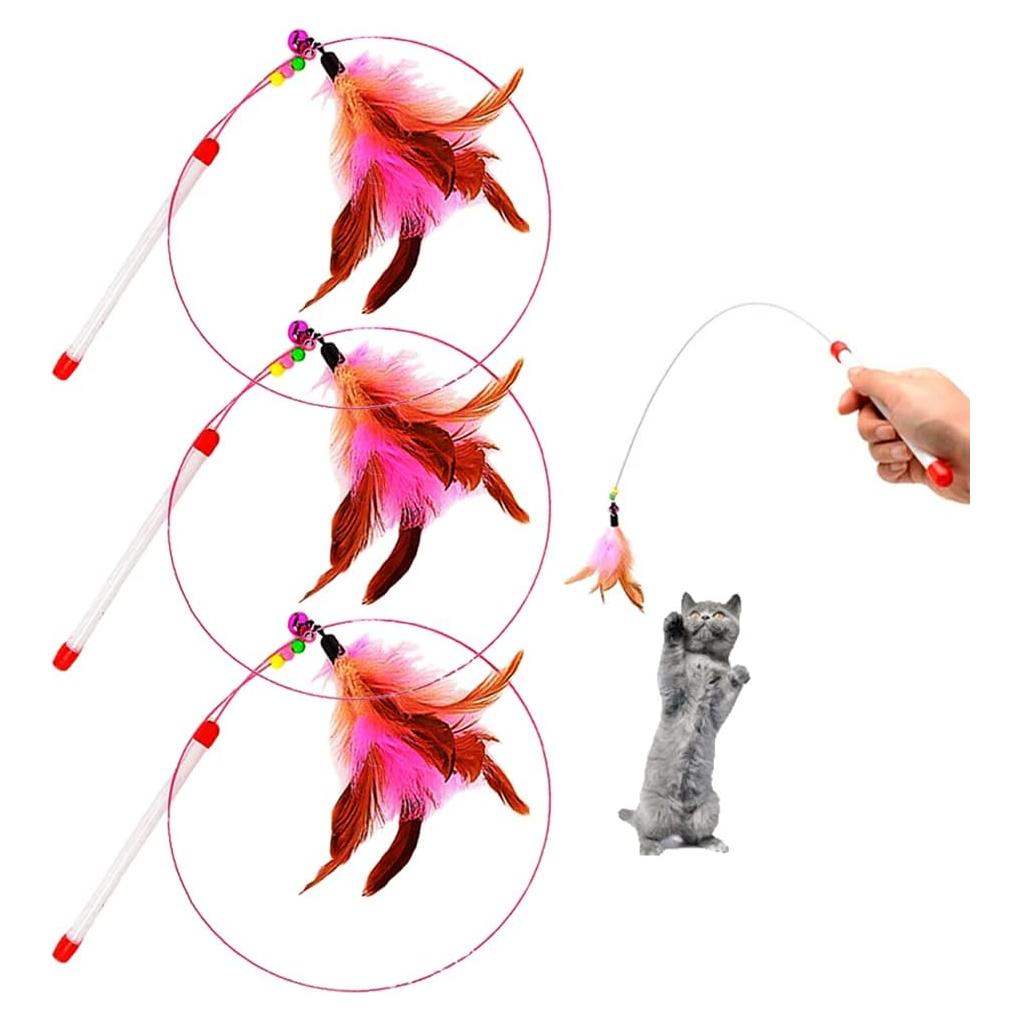 Juguete Interactivo para Gatos MAIYU - 3 Varitas de Plumas