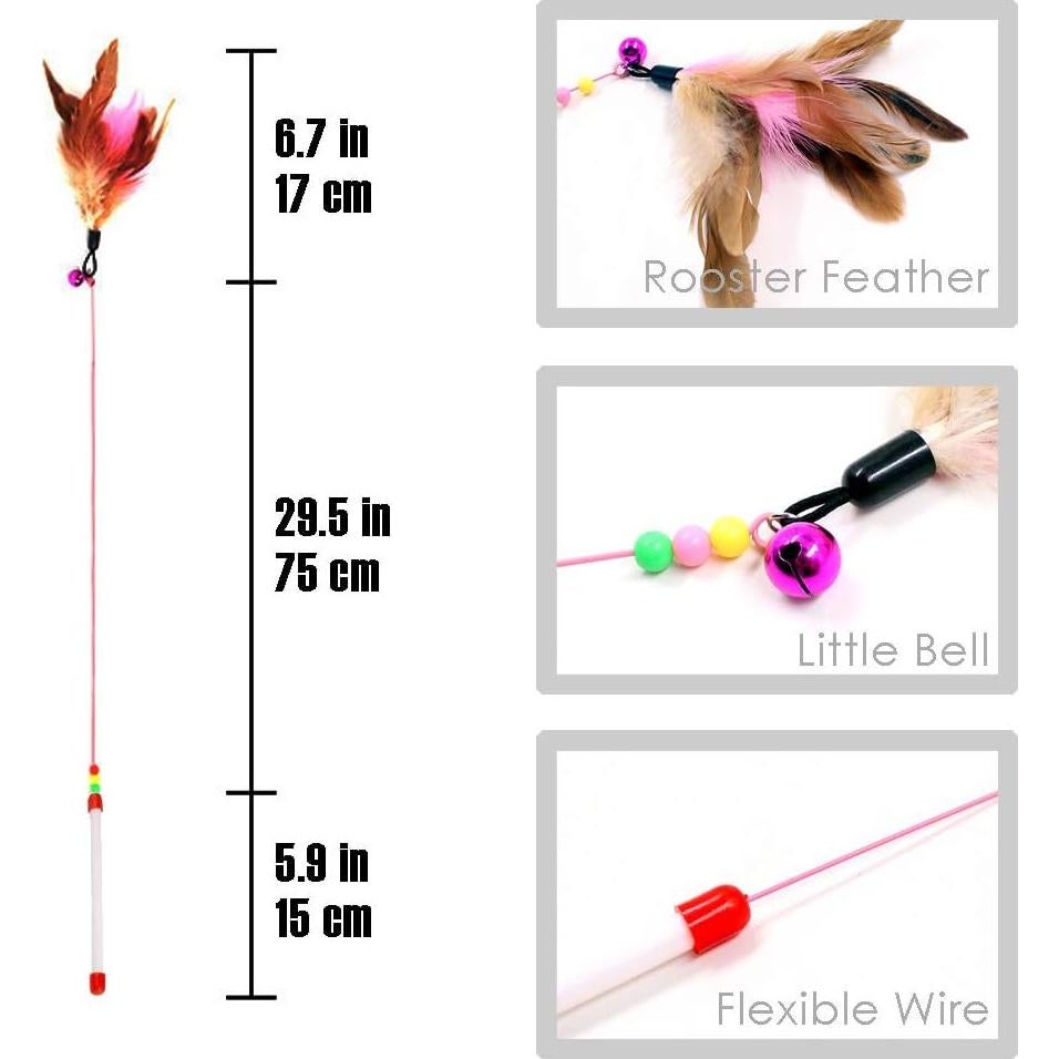 Juguete Interactivo para Gatos MAIYU - 3 Varitas de Plumas