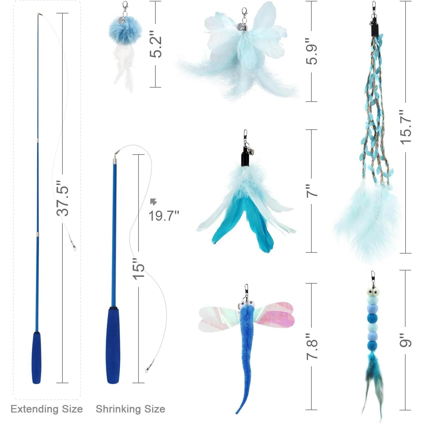 Juguete Interactivo para Gatos SONGWAY - Varita Retráctil y 6 Repuestos