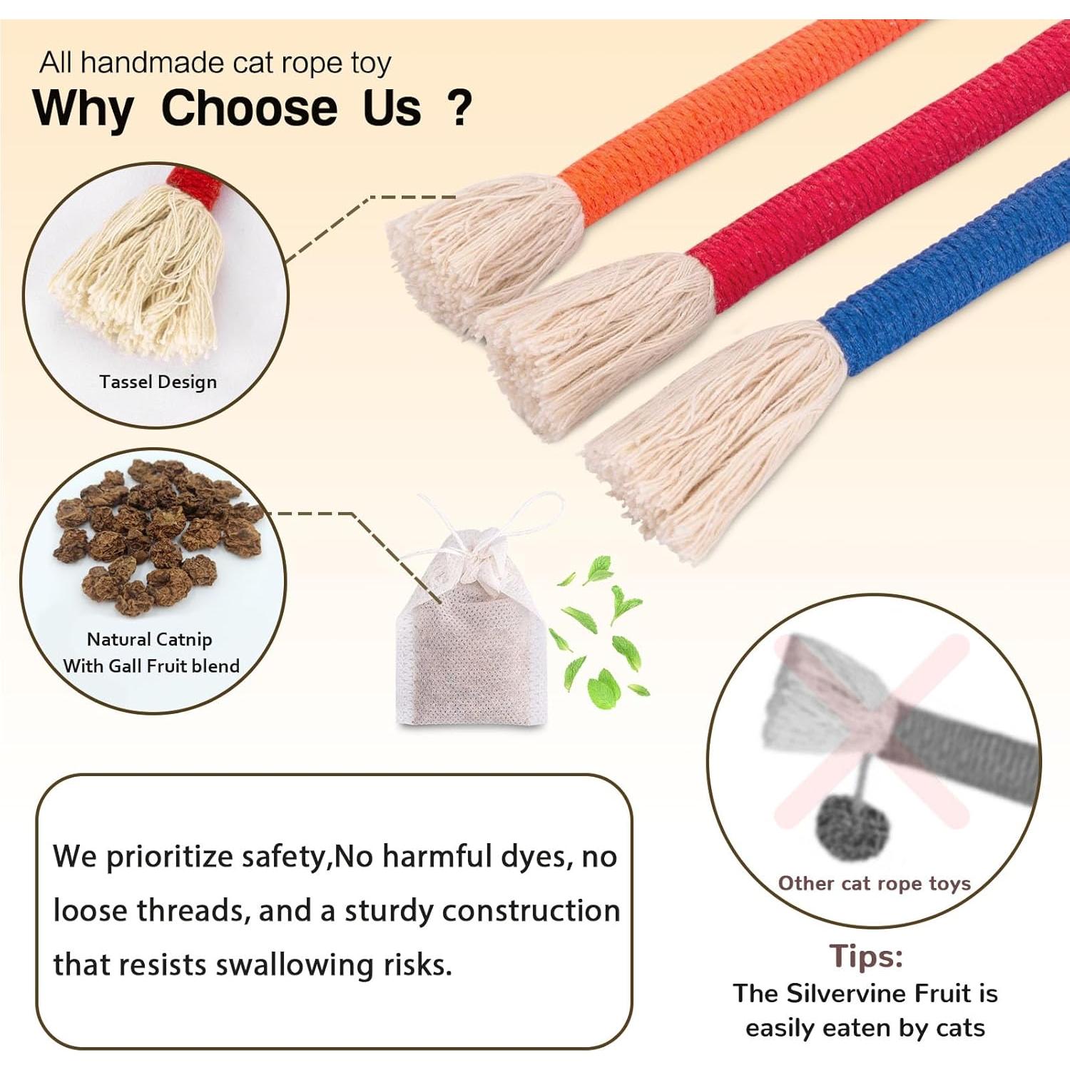 Juguetes para Gatos Retro Shaw - Cuerda Masticar 60 cm 3 Piezas