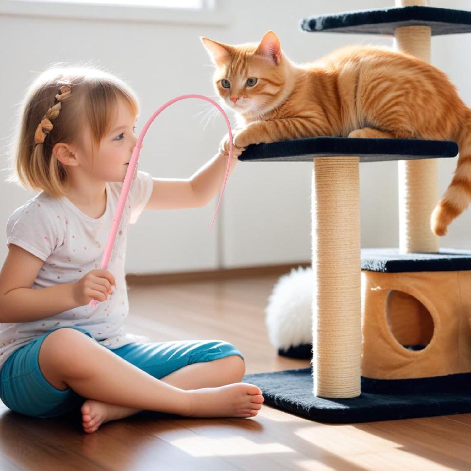 Juguete Interactivo para Gatos TIESOME - Varita de Silicona 82 cm