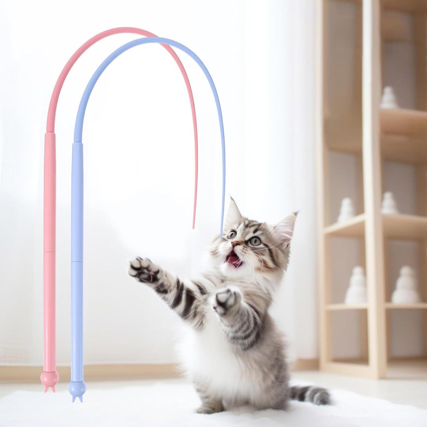 Juguete Interactivo para Gatos TIESOME - Varita de Silicona 82 cm