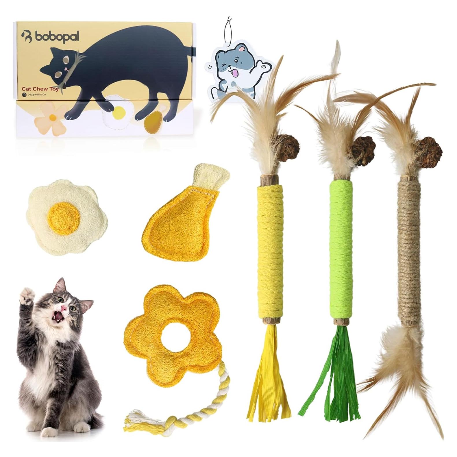 Juguetes para Gatos Bobopal - Palos de Silvervine y Loofah