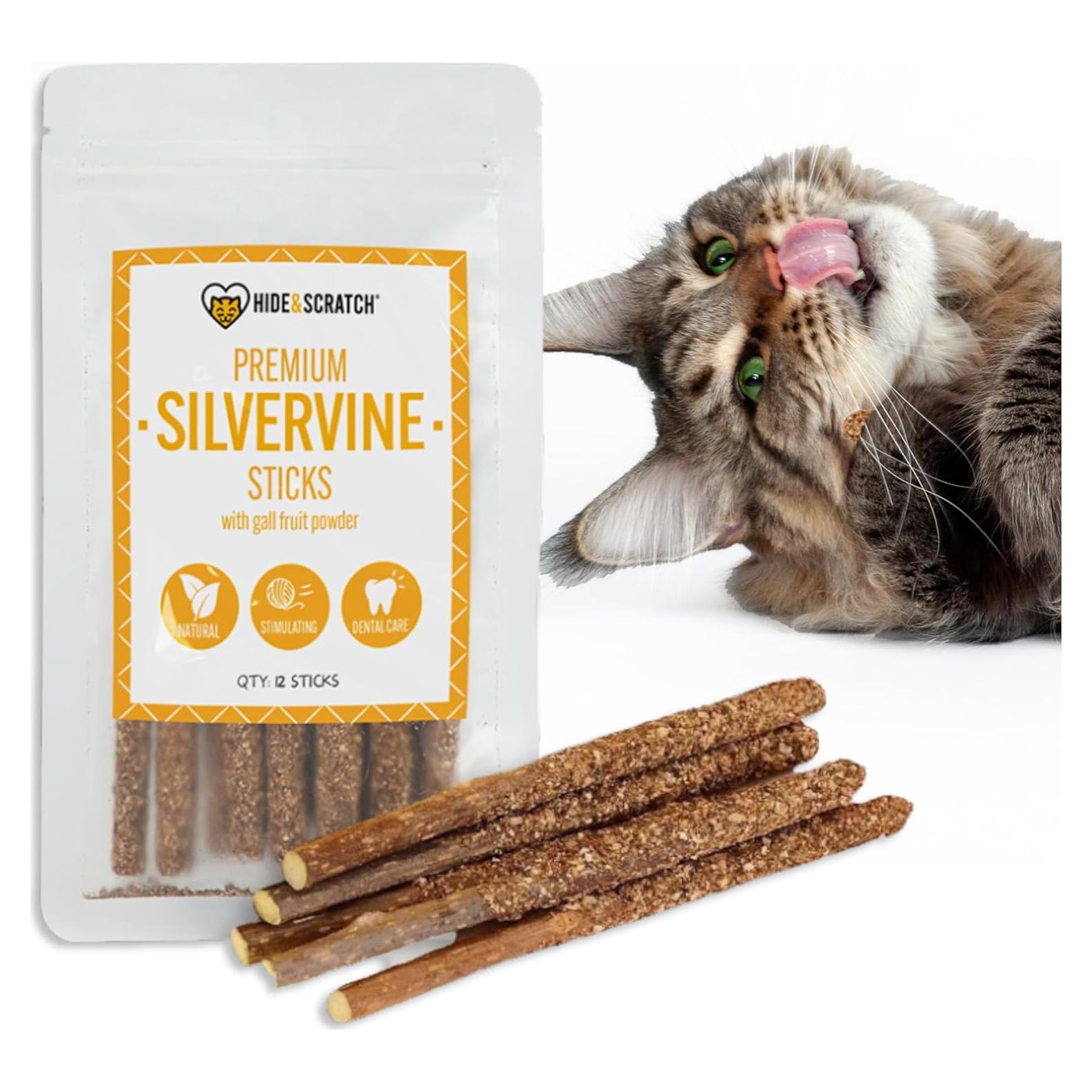 Palos de Silvervine Premium Hide & Scratch para Gatos - 12 Unidades