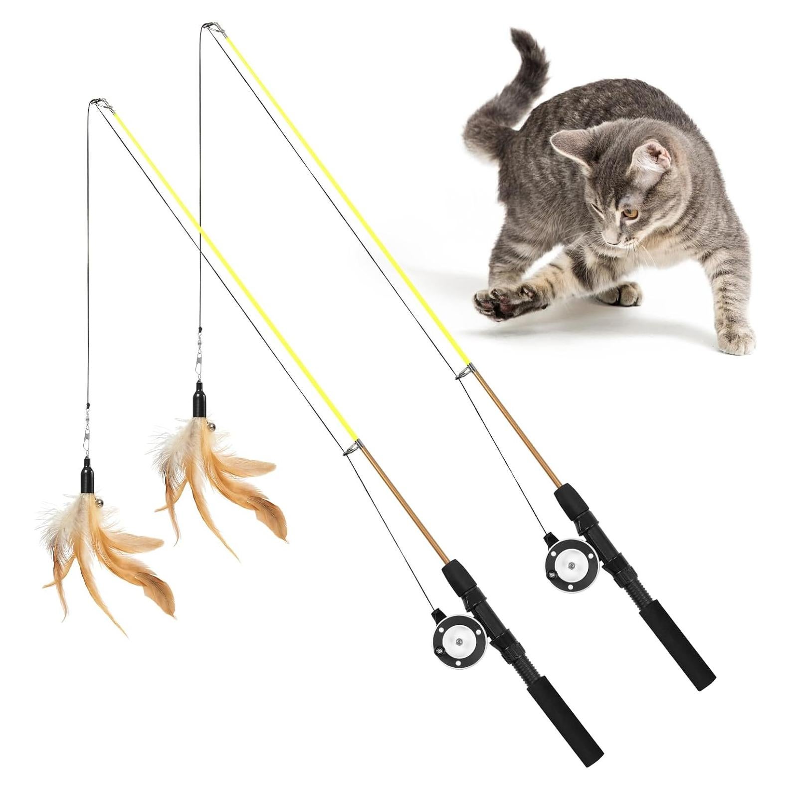 Juguetes para Gatos Jieffifa - Varita Ajustable con Plumas