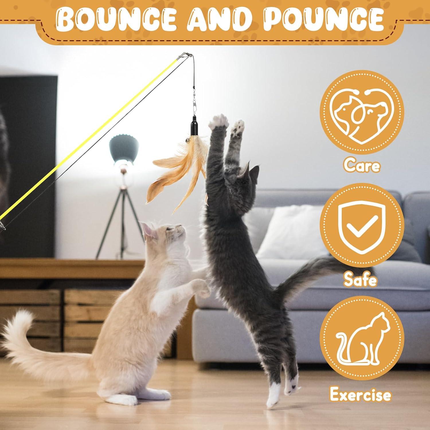 Juguetes para Gatos Jieffifa - Varita Ajustable con Plumas