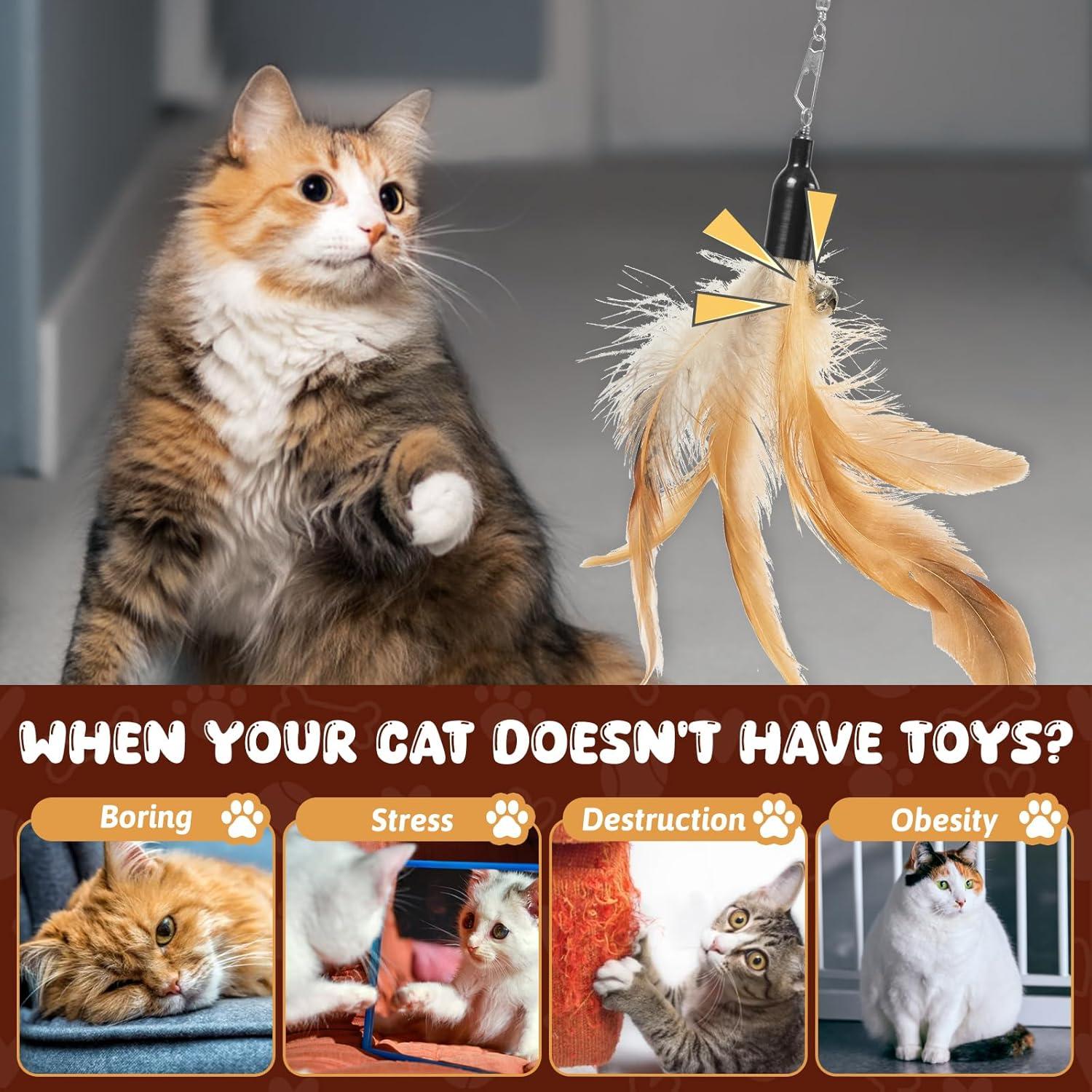 Juguetes para Gatos Jieffifa - Varita Ajustable con Plumas