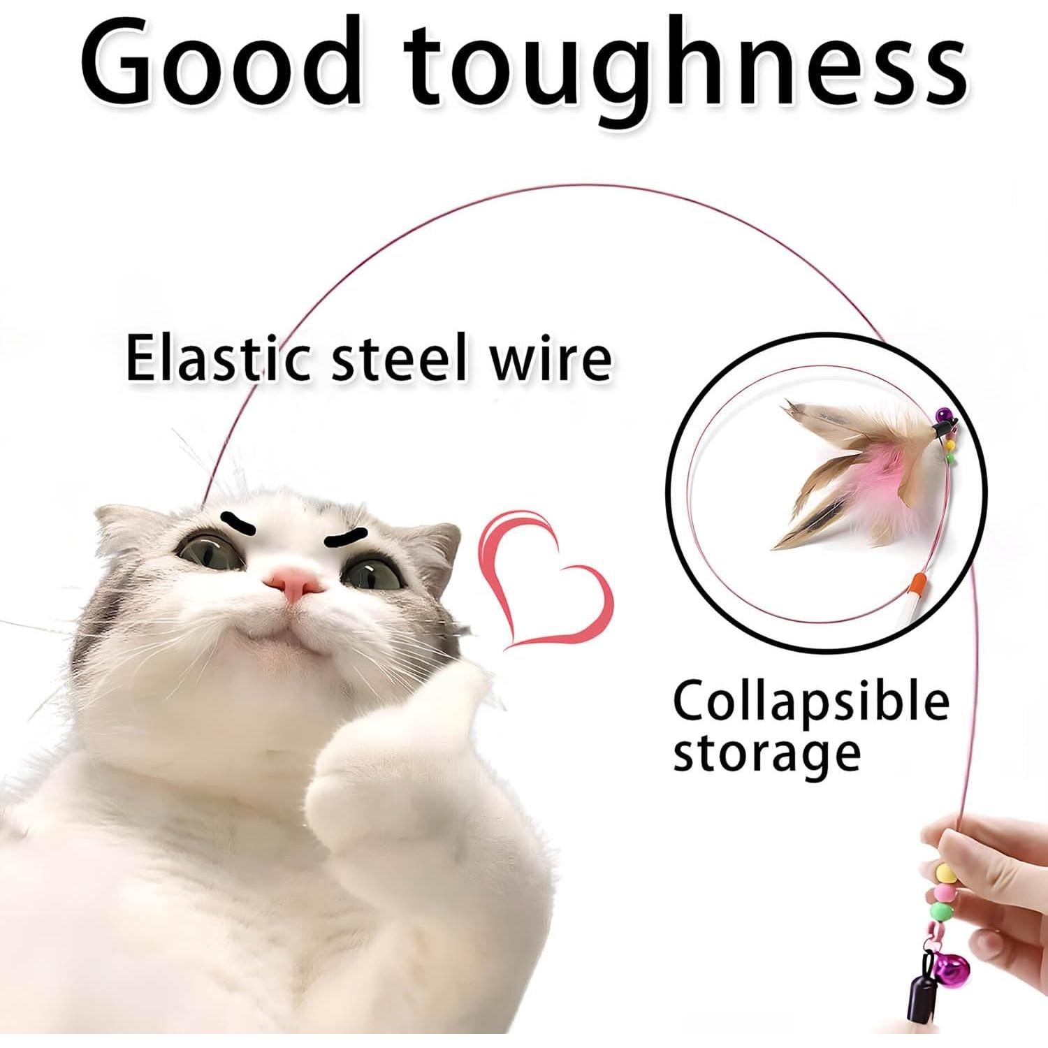 Juguetes Interactivos para Gatos Qiifaiikooii - 2 PCS de Pluma