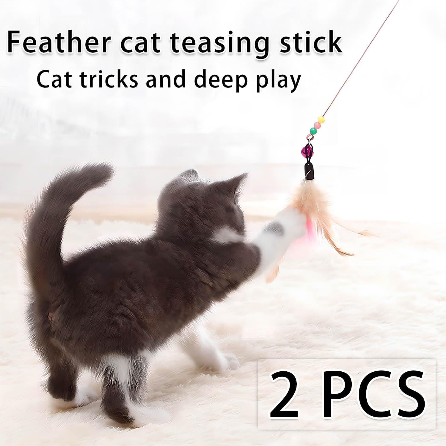 Juguetes Interactivos para Gatos Qiifaiikooii - 2 PCS de Pluma