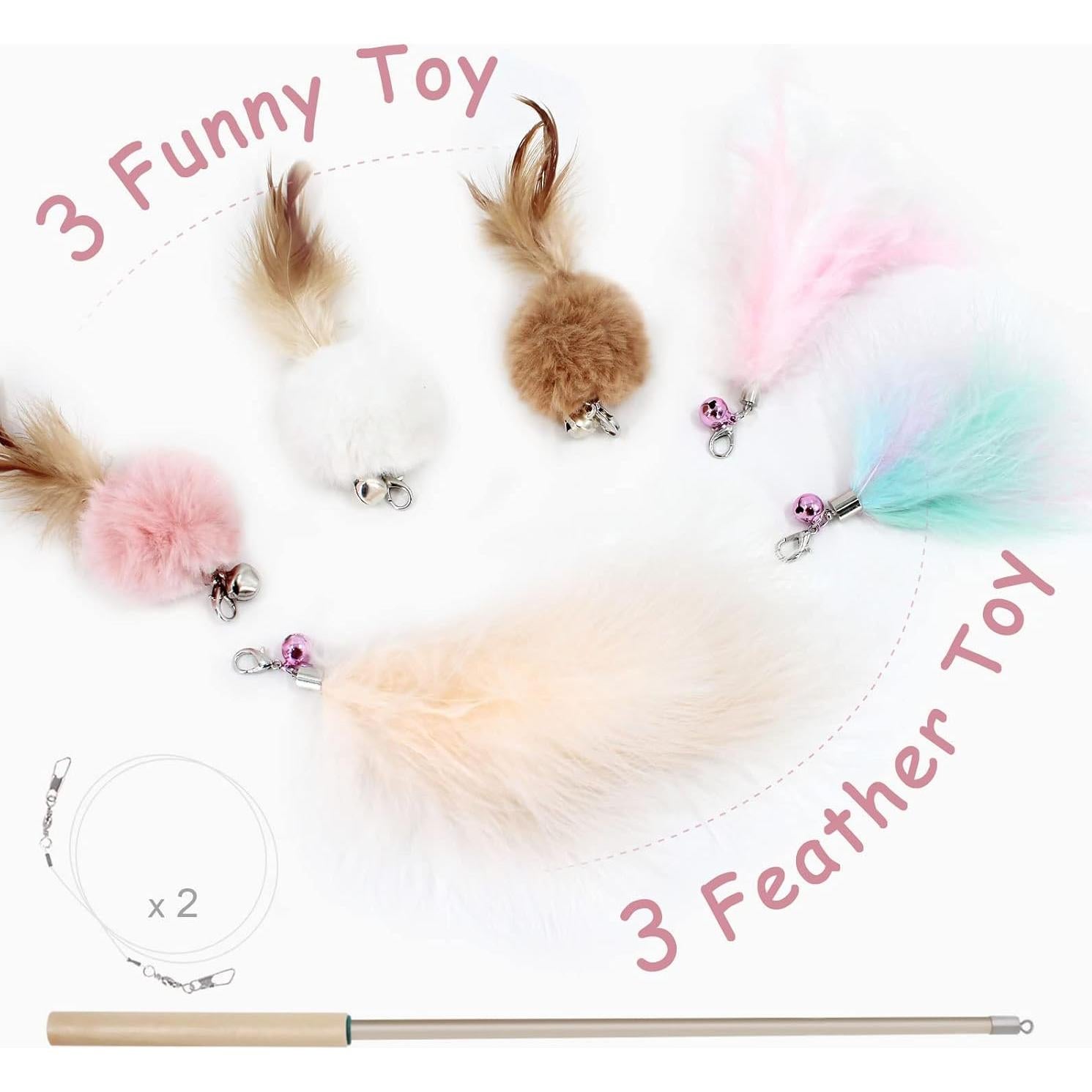 Juguetes Interactivos para Gatos SONGWAY - Set de 7 Plumas