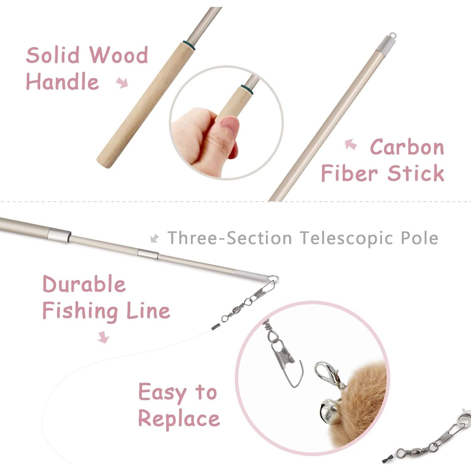 Juguetes Interactivos para Gatos SONGWAY - Set de 7 Plumas