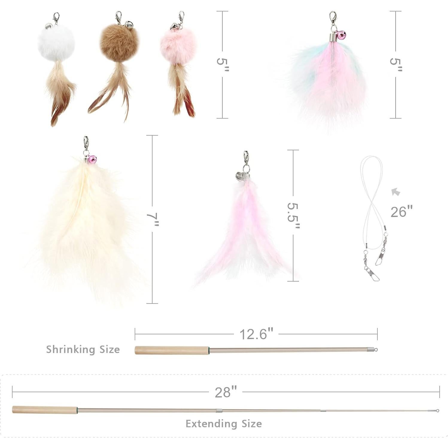 Juguetes Interactivos para Gatos SONGWAY - Set de 7 Plumas