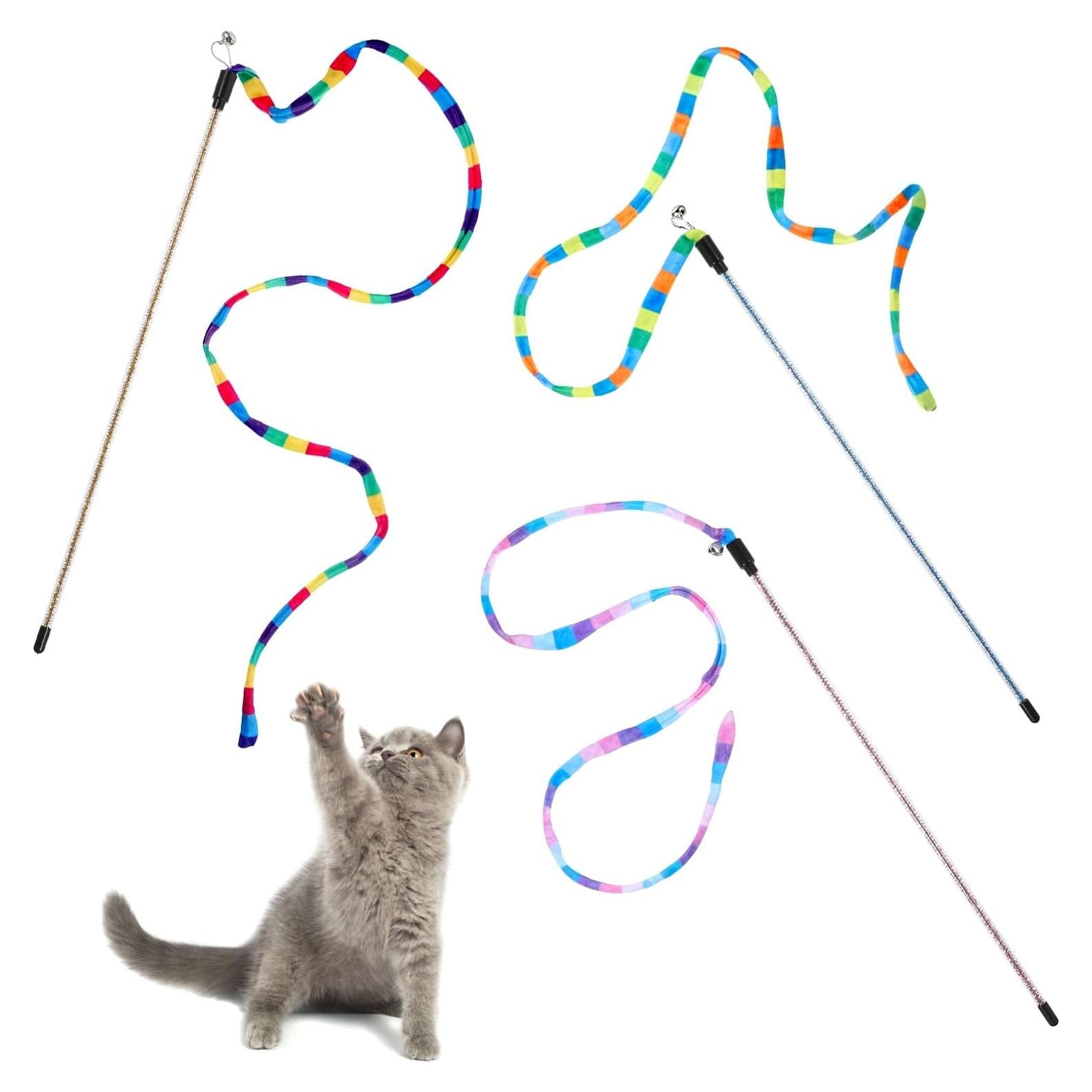 3 Juguetes Interactivos para Gatos Varita Arcoíris InnoHHustle