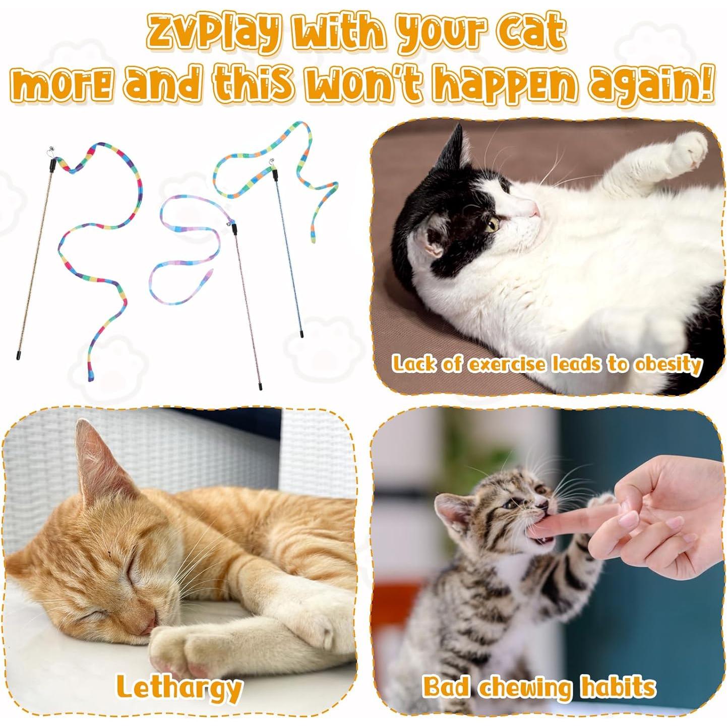 3 Juguetes Interactivos para Gatos Varita Arcoíris InnoHHustle