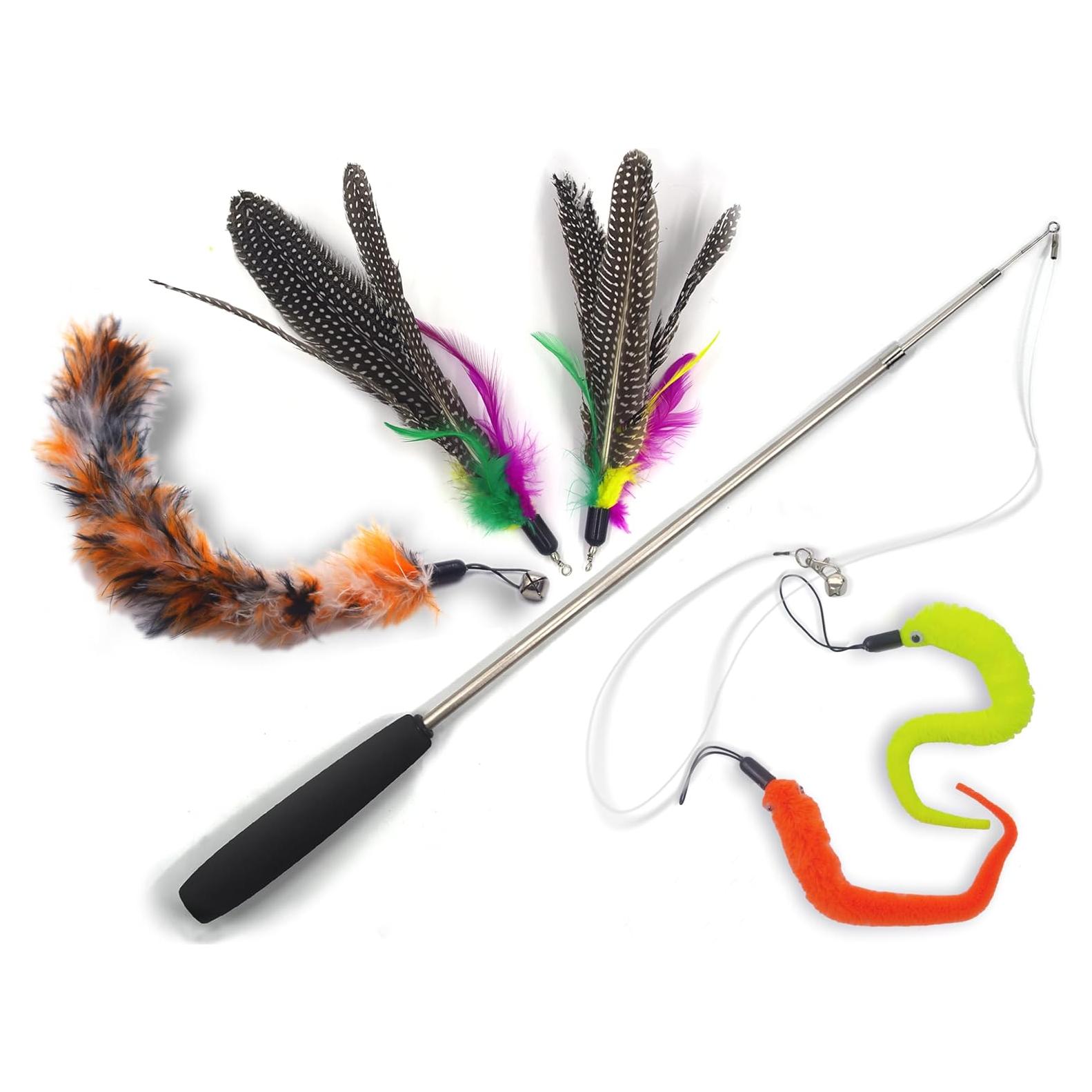 Varita Interactiva para Gatos YOOGAO Retráctil con Pluma y Campana