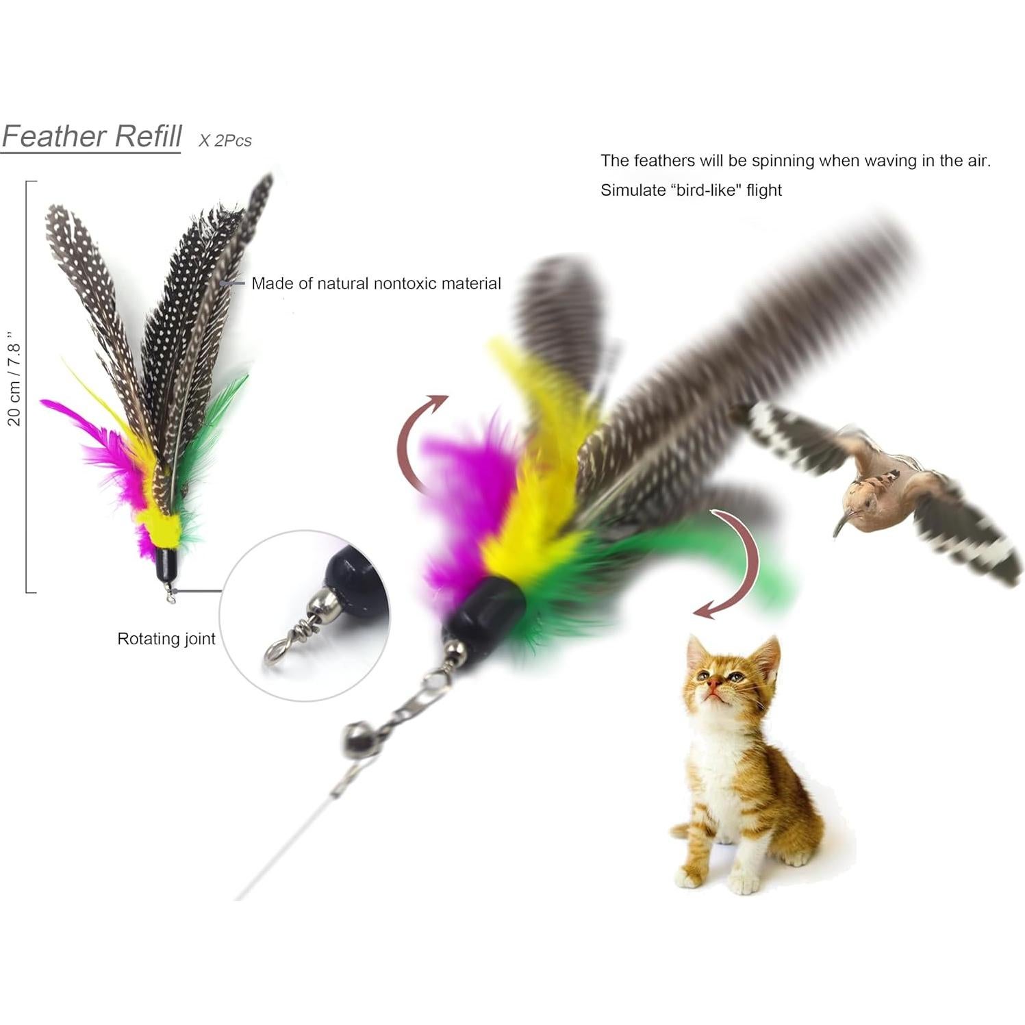 Varita Interactiva para Gatos YOOGAO Retráctil con Pluma y Campana