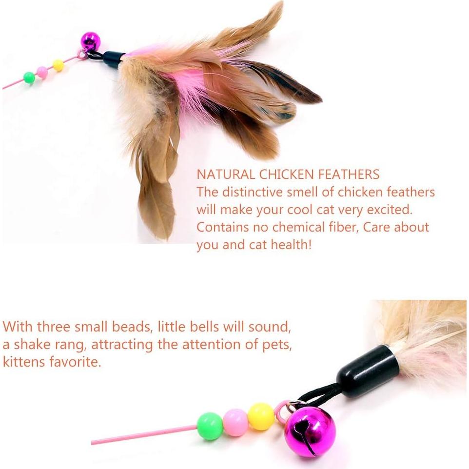 Varita de Juguetes para Gatos Sanpink - 5 Plumas Naturales