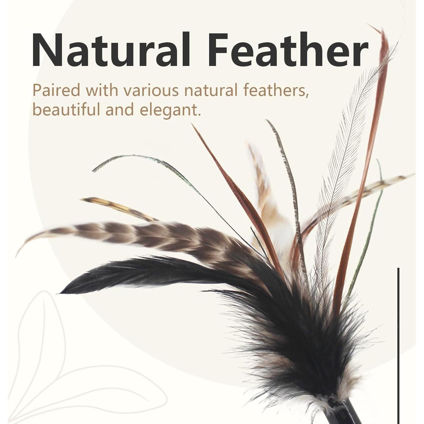 Varita de Juguete para Gatos SONGWAY con 4 Plumas Naturales