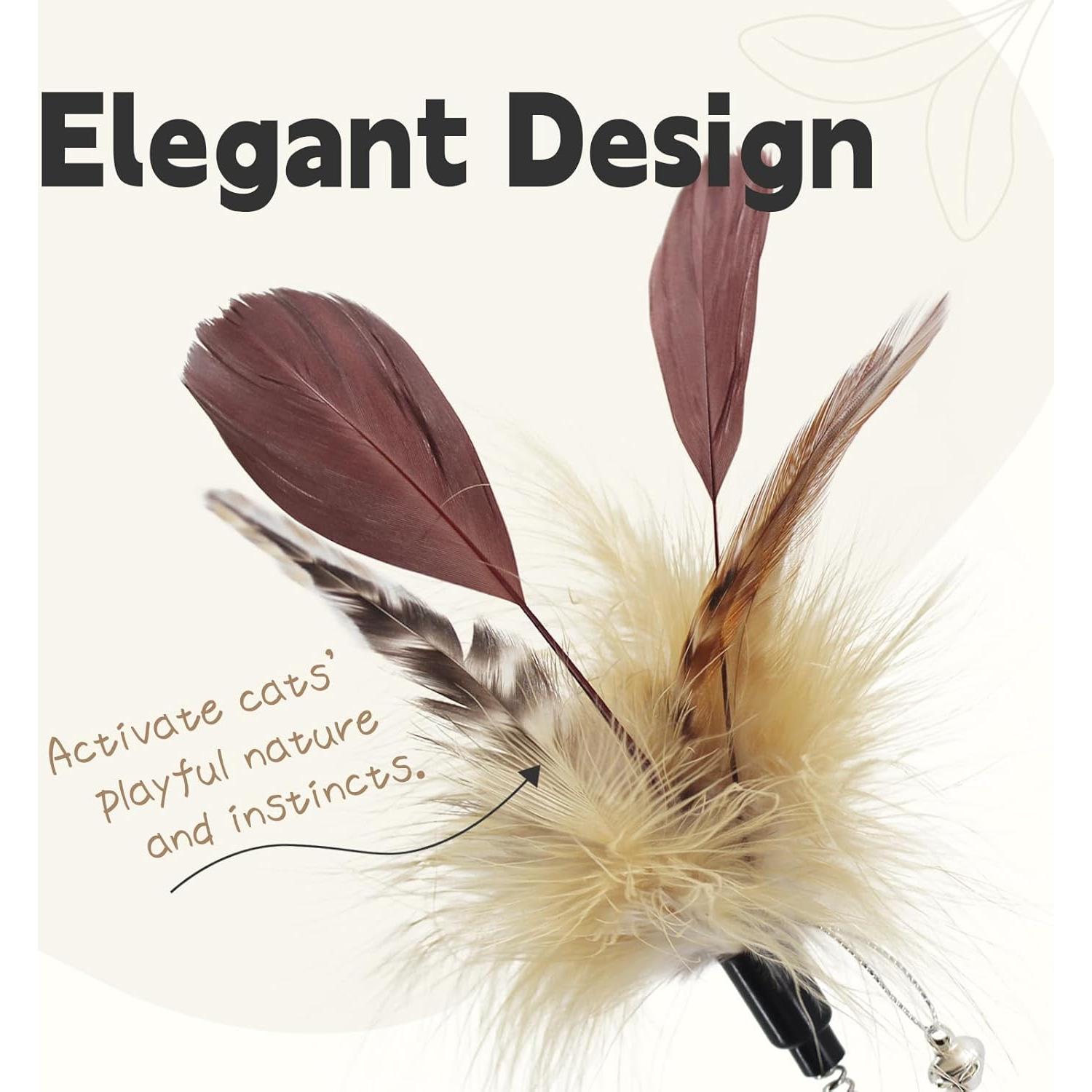 Varita de Juguete para Gatos SONGWAY con 4 Plumas Naturales