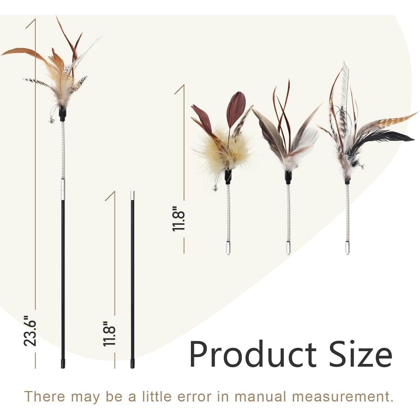 Varita de Juguete para Gatos SONGWAY con 4 Plumas Naturales