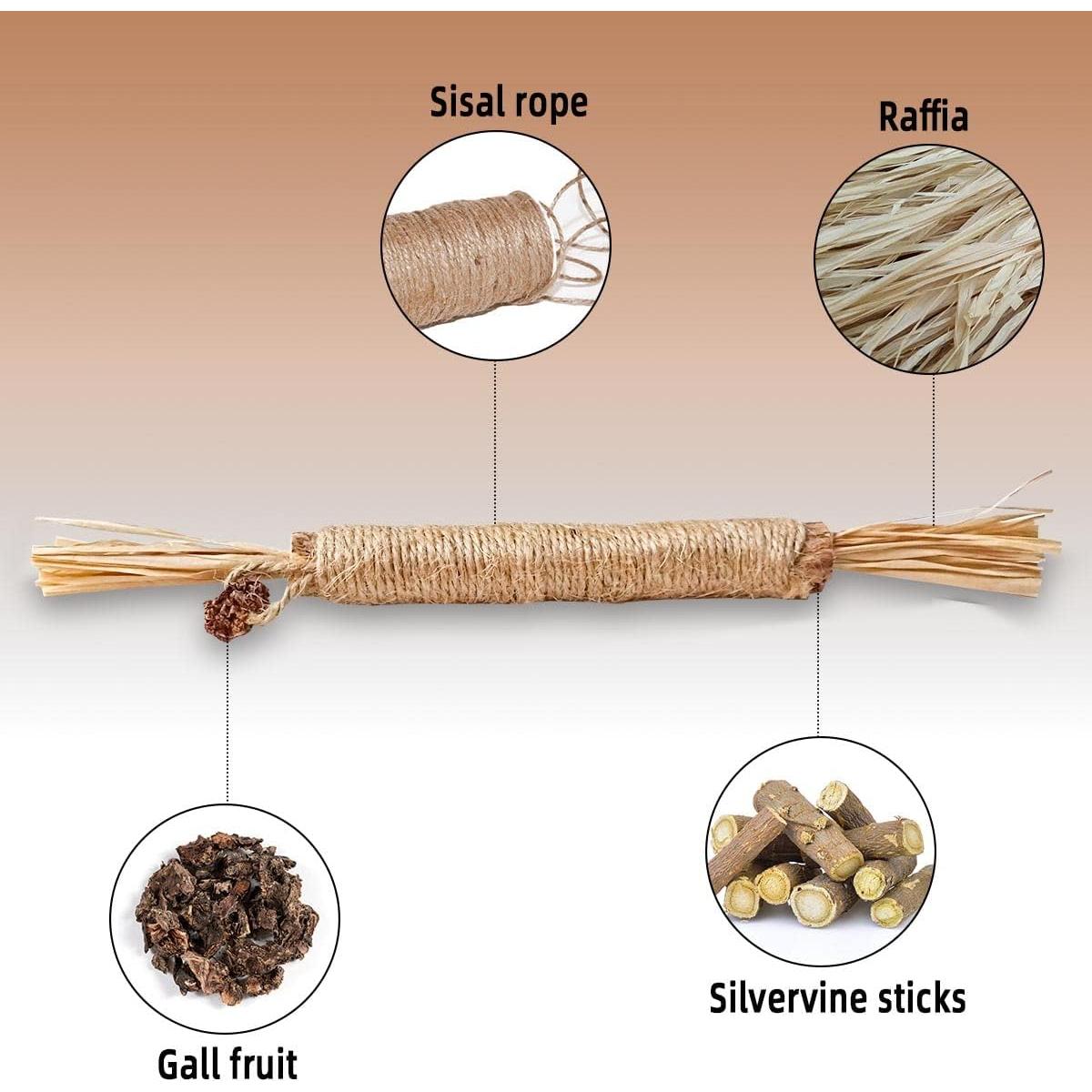 Paquete de 4 Palos de Silvervine Natural Yuntop para Gatos