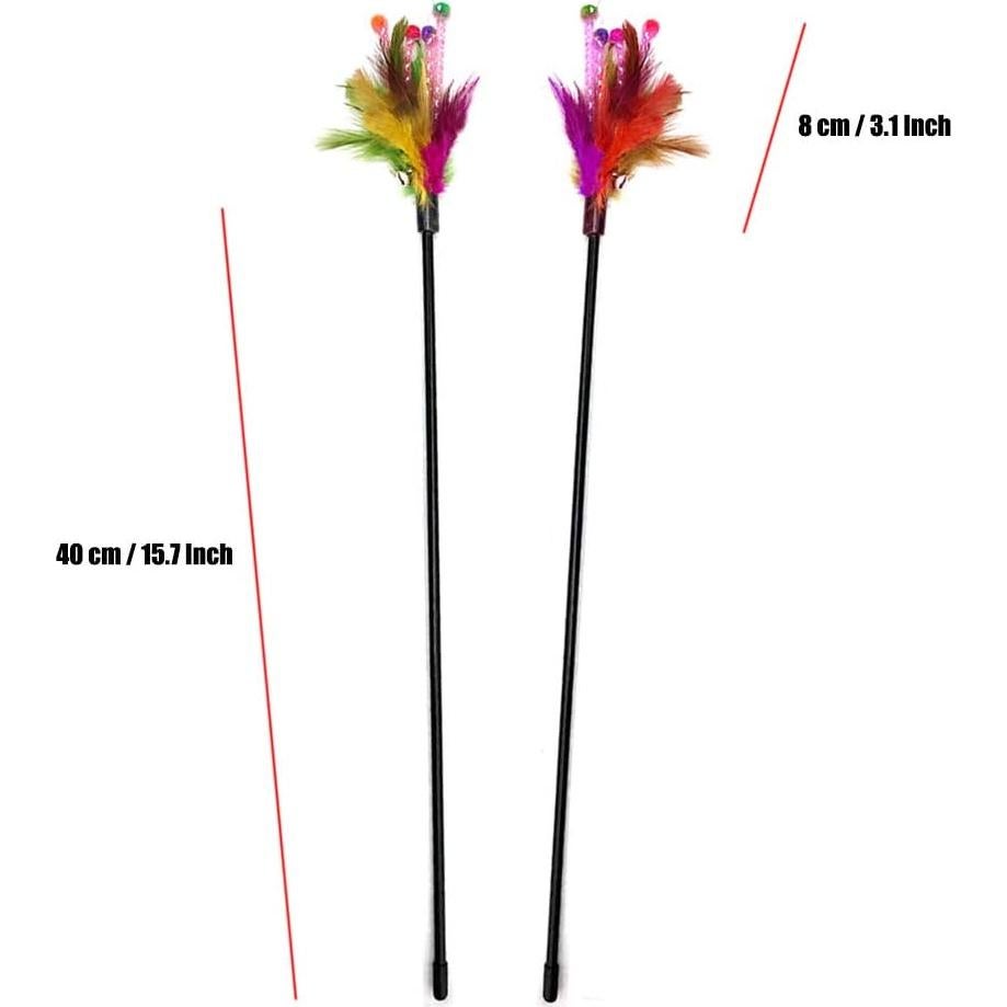 Varitas Interactivas para Gatos IUHKBH 4 Pcs con Plumas 40 cm