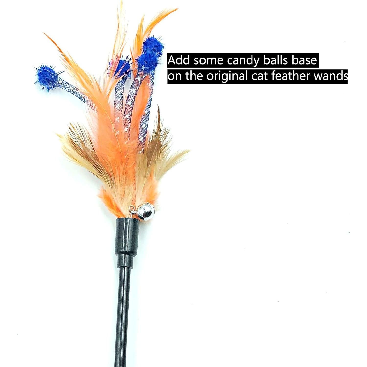 Varitas Interactivas para Gatos IUHKBH 4 Pcs con Plumas 40 cm