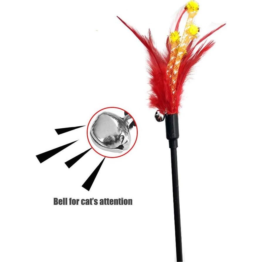 Varitas Interactivas para Gatos IUHKBH 4 Pcs con Plumas 40 cm