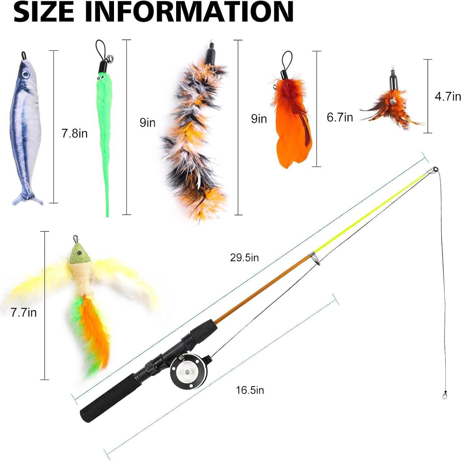 Juguete Interactivo para Gatos APSUAE 9 Piezas con Varita y Plumas