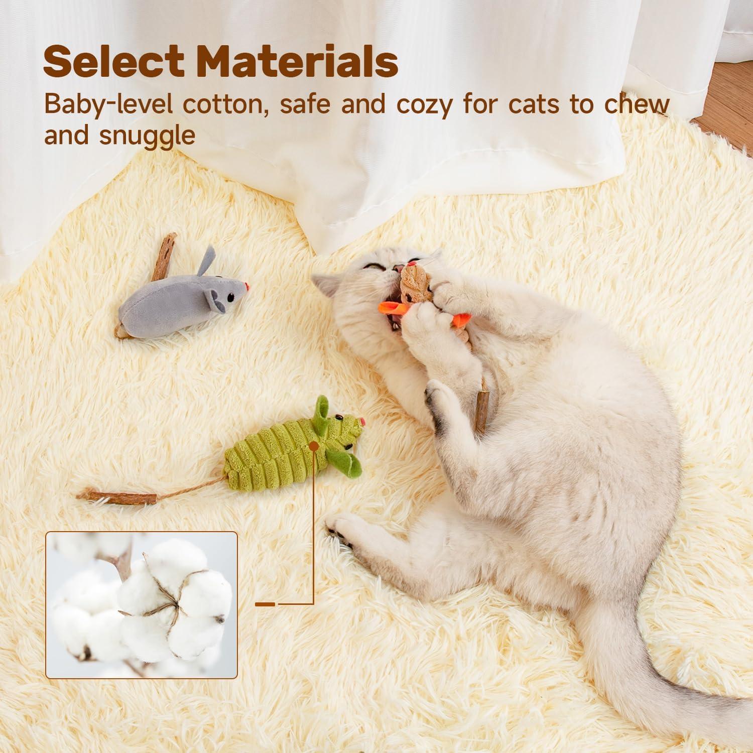 Juguetes Interactivos para Gatos Potaroma - 3 Ratones Squeak con Catnip