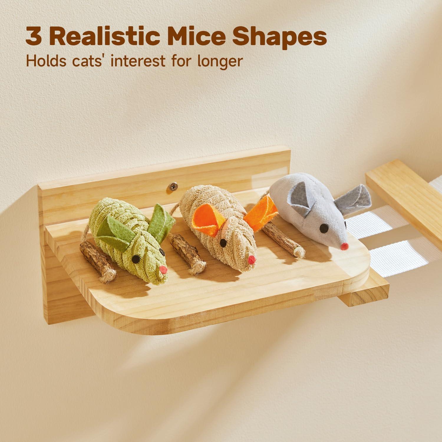 Juguetes Interactivos para Gatos Potaroma - 3 Ratones Squeak con Catnip