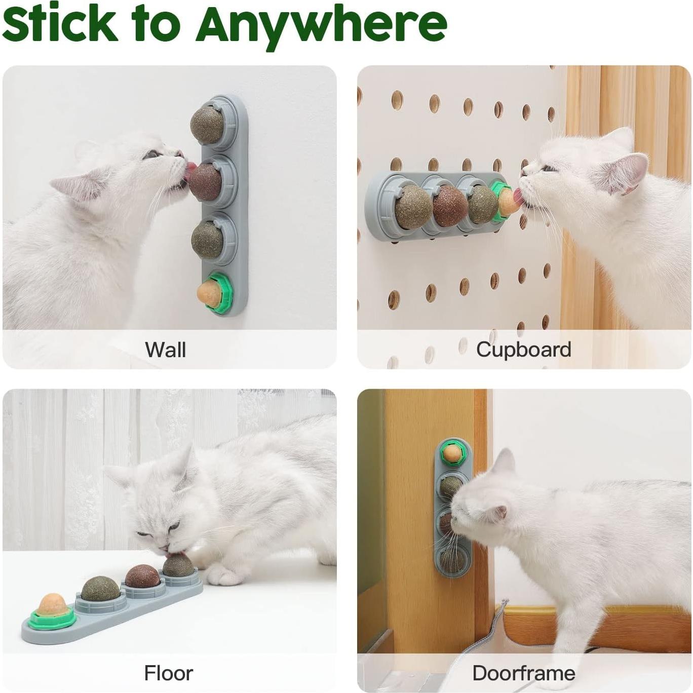 Juguetes para Gatos Potaroma - 4 Bolas de Catnip y Silvervine