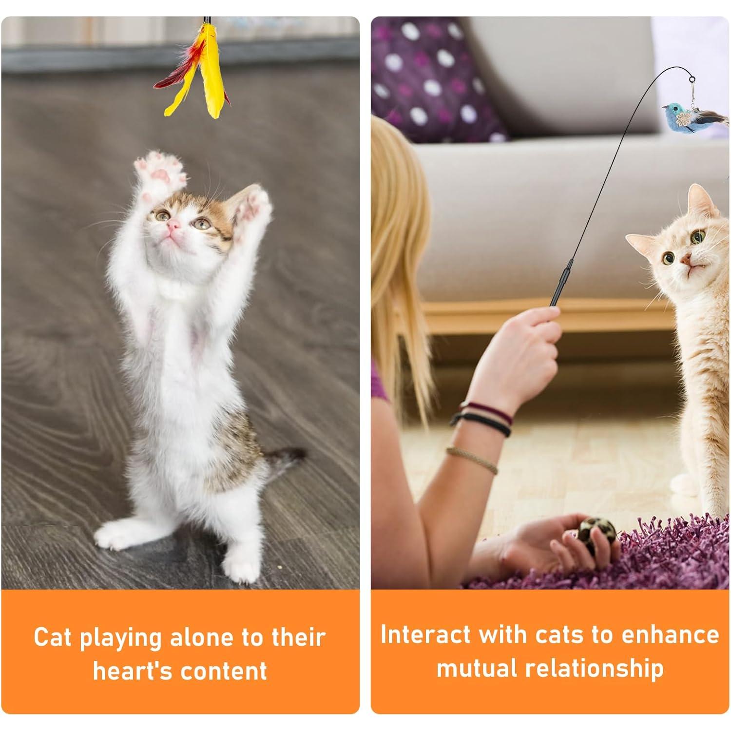 Juguetes Interactivos para Gatos Oziral - 10 Piezas con Ventosa