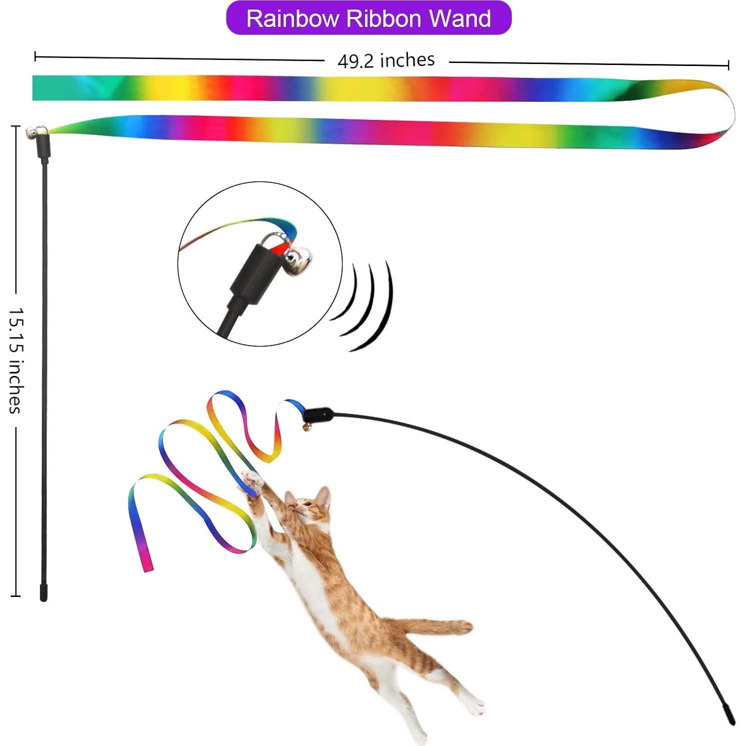 Juguetes Interactivos para Gatos Atosun - 2 Varitas Retráctiles y 10 Reemplazos