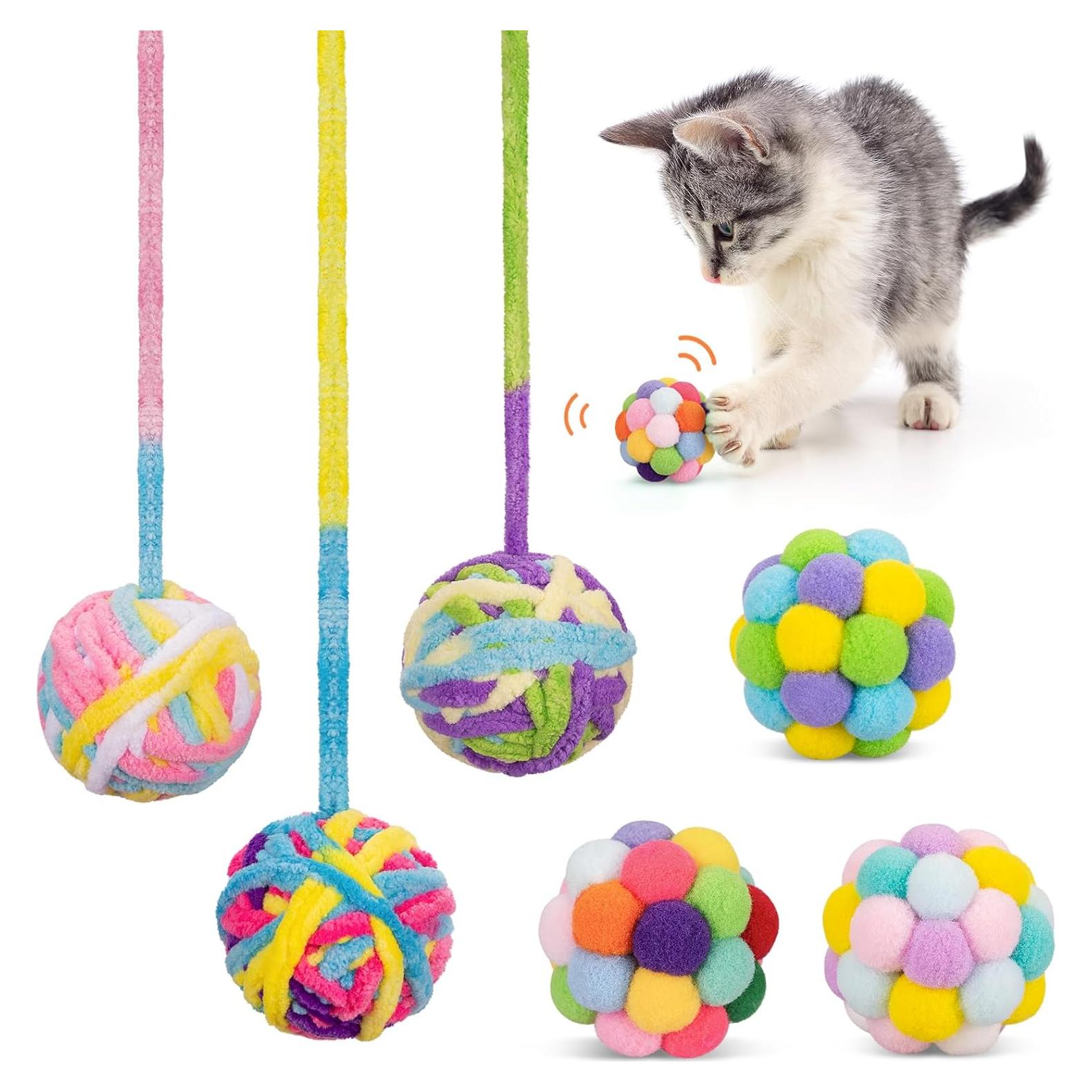 Juguetes para Gatos Retro Shaw - 6 Bolas de Hilo con Campanas