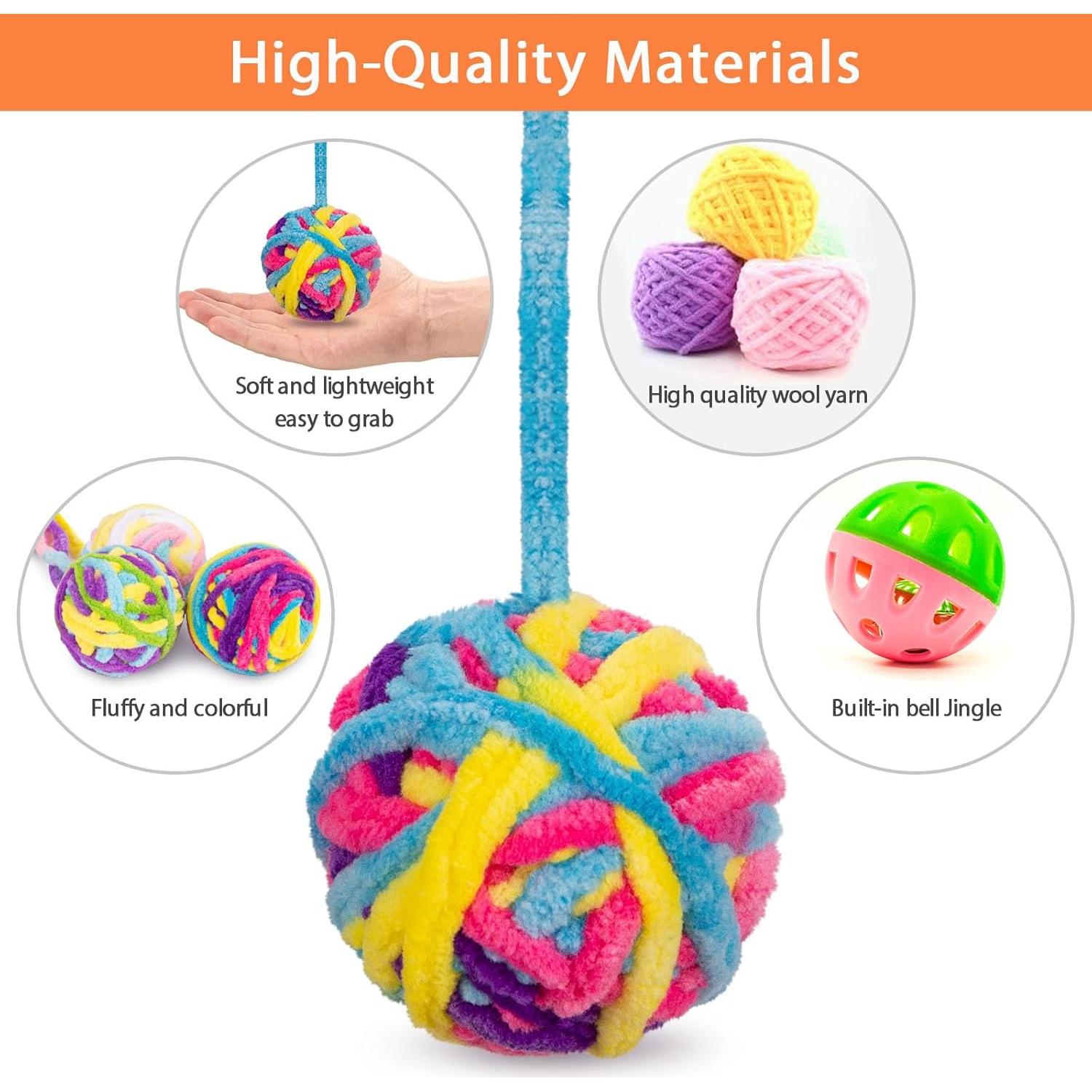 Juguetes para Gatos Retro Shaw - 6 Bolas de Hilo con Campanas