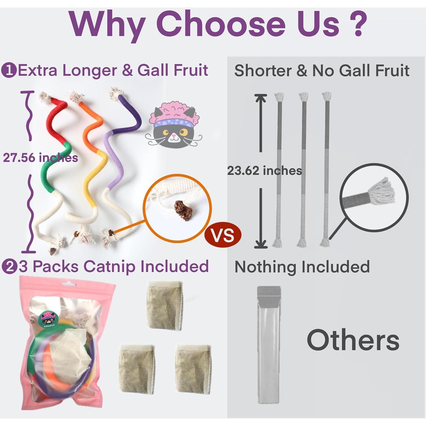 Juguetes Interactivos para Gatos Fokauiwo - Paquete de 3 con Hierba Gatera