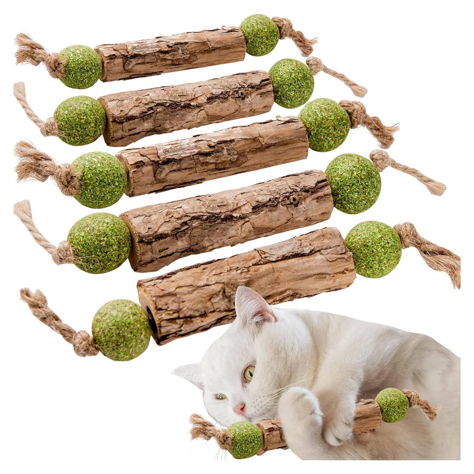 Juguetes de palo de Silvervine para gatos MIMIMOMO - Paquete de 5