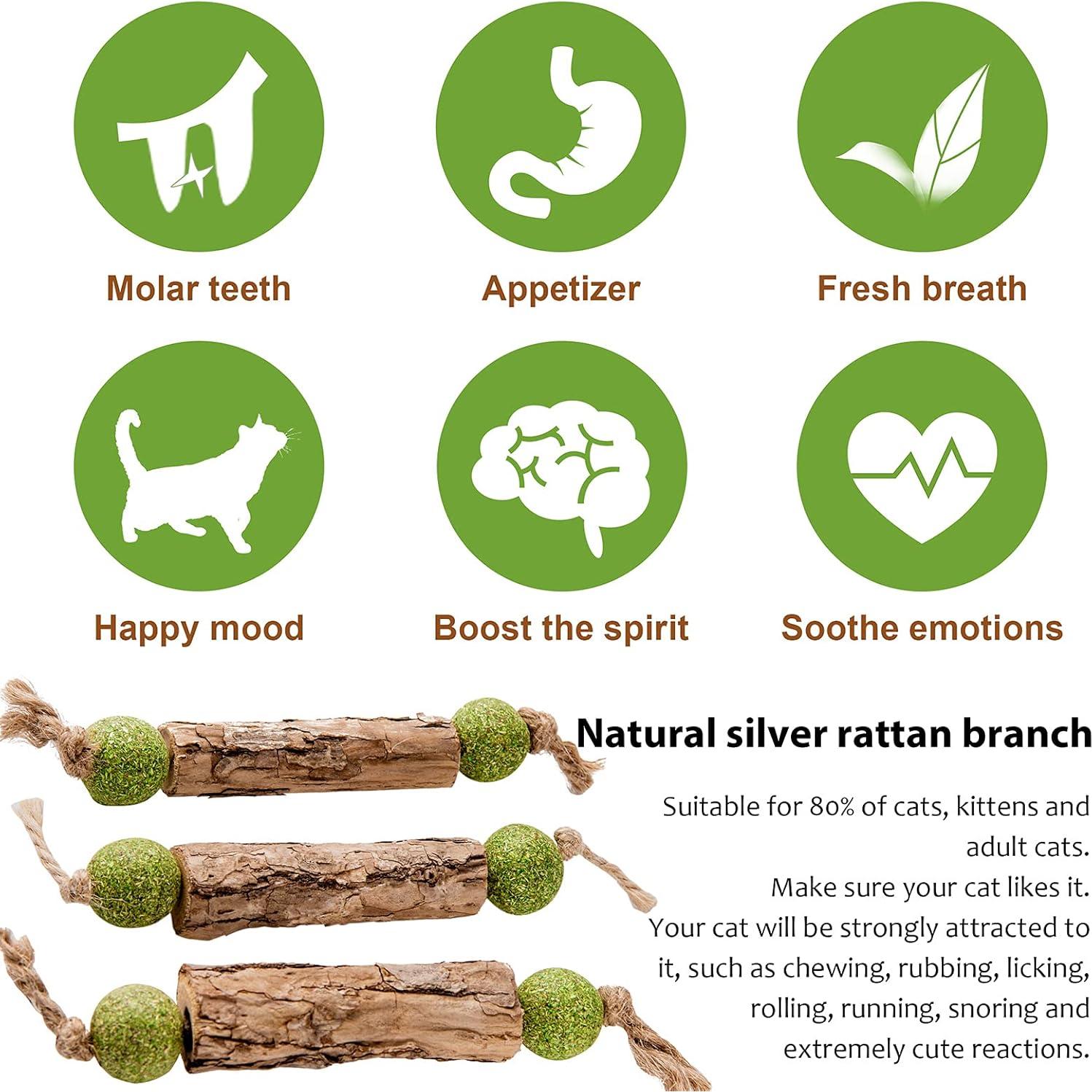 Juguetes de palo de Silvervine para gatos MIMIMOMO - Paquete de 5