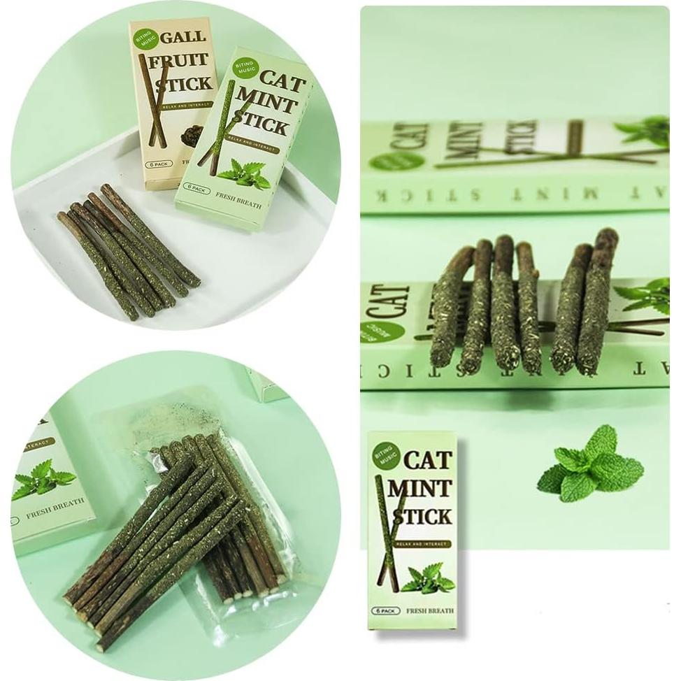 Palos de Menta para Gatos HZ-M - 6 Piezas Naturales