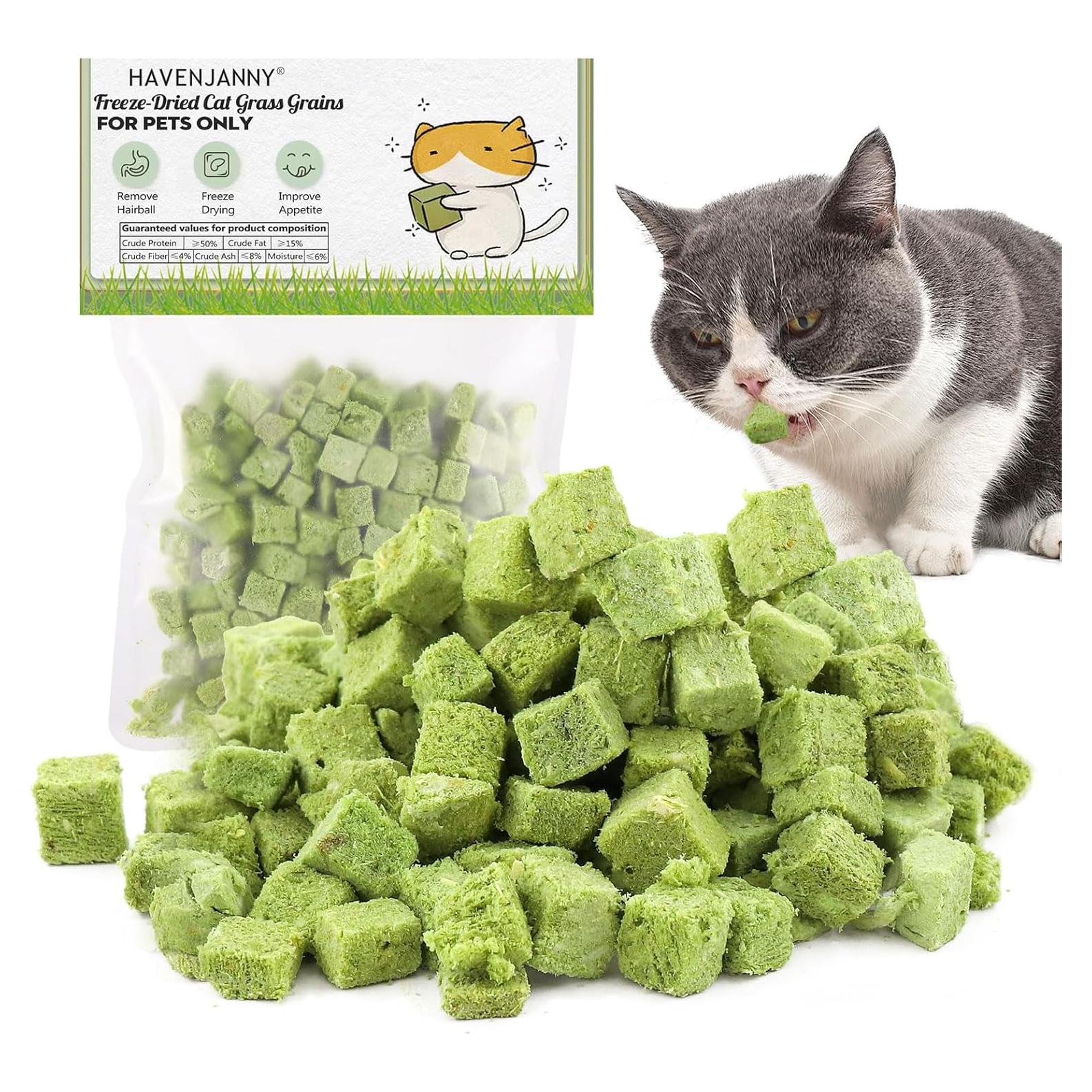 Golosinas de Hierba para Gatos HavenJanny 60g - Salud Oral y Control de Bolas de Pelo