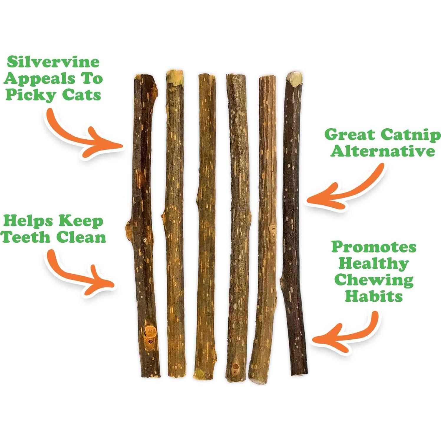Palos de Silvervine Meowijuana 10 cm para Gatos - Masticables Naturales