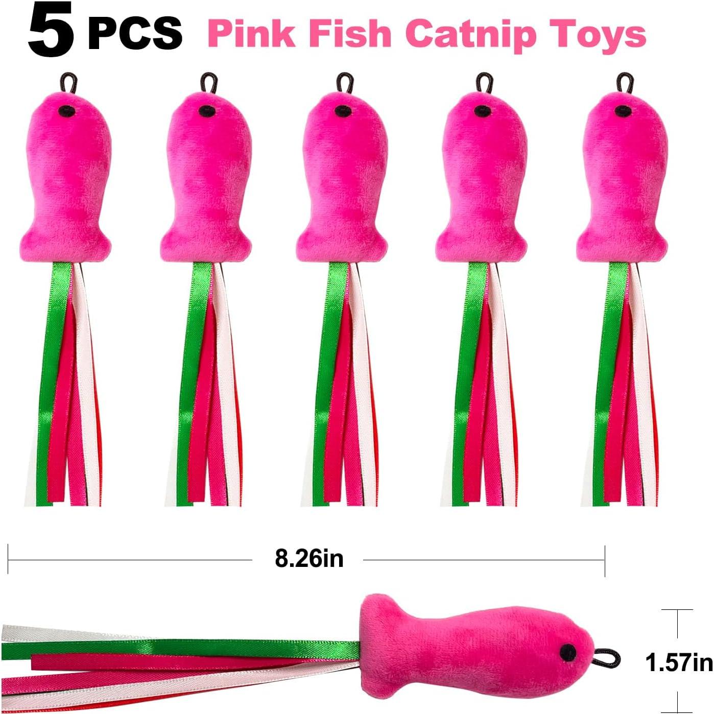 Juguetes para Gatos ZeyZoo 5PCS Pez Rosa Catnip Suave