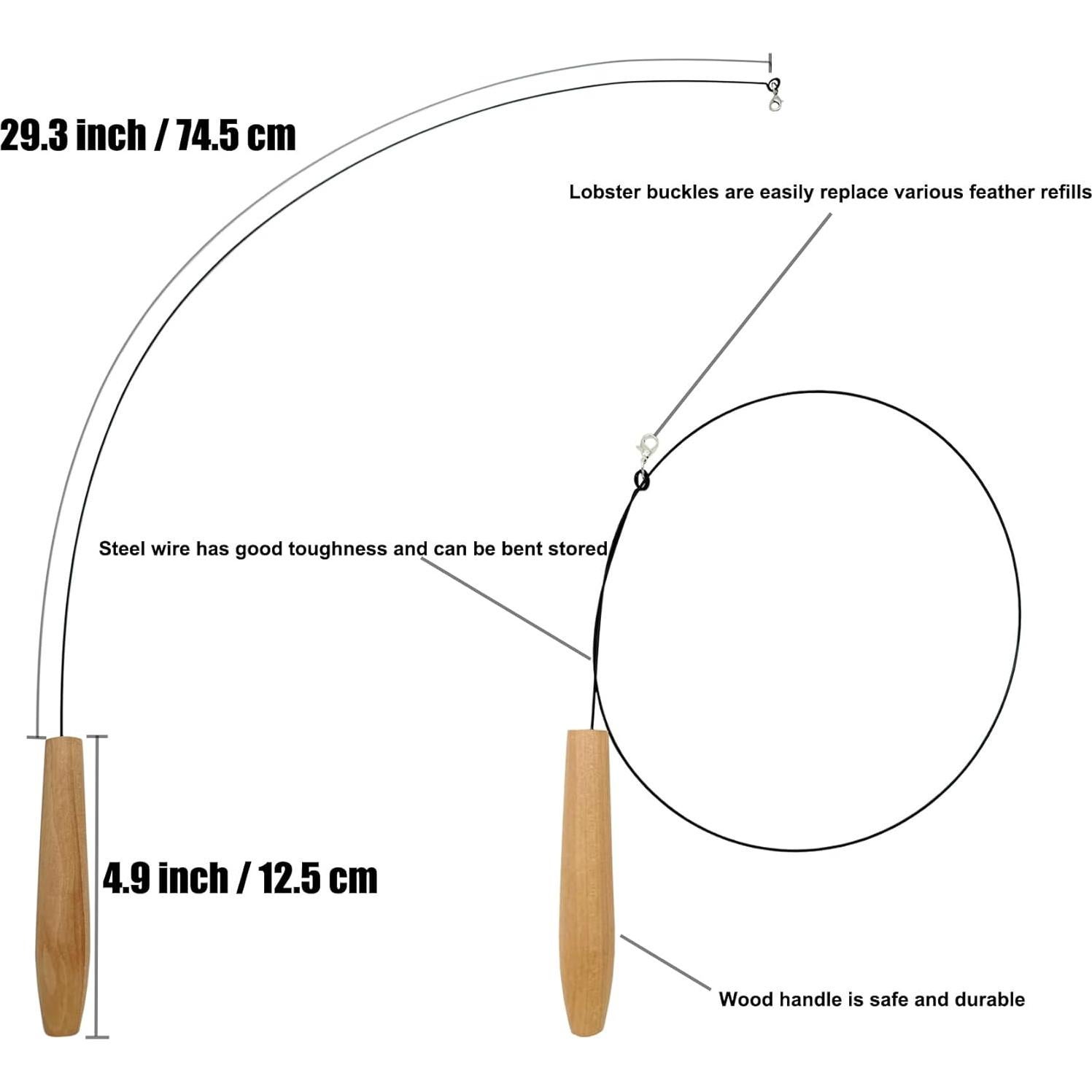 Juguete Interactivo para Gatos CATENEED - Varita con Plumas 6 Piezas