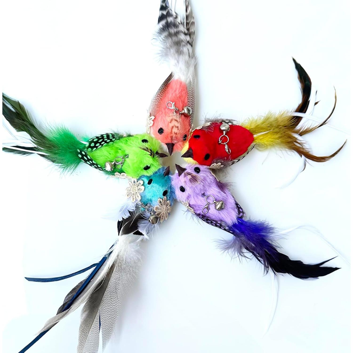 Juguete Interactivo para Gatos CATENEED - Varita con Plumas 6 Piezas