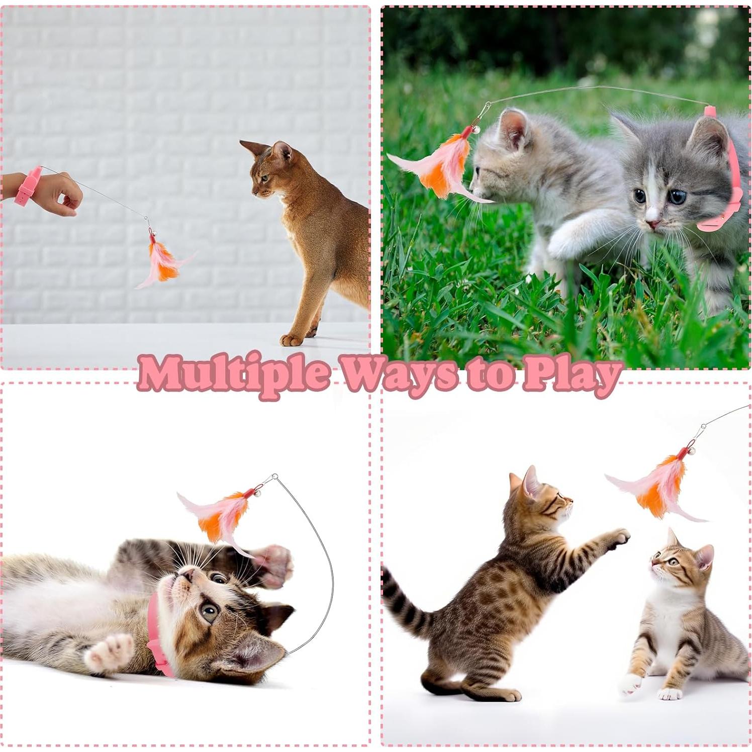 Juguete de Collar para Gato KALAMANDA con Plumas y Campana