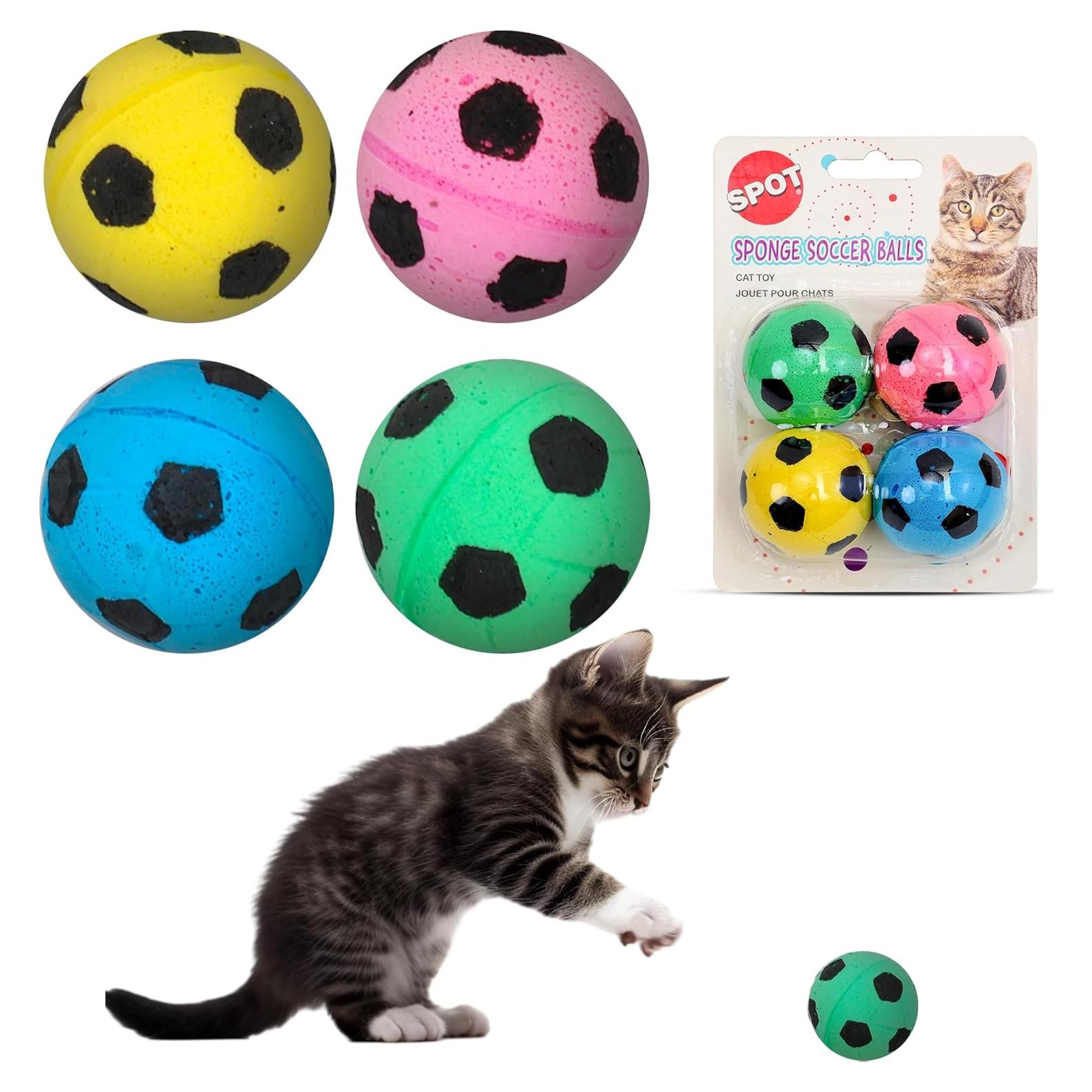 Esponjas Pelotas de Fútbol SPOT para Gatos - Paquete de 4