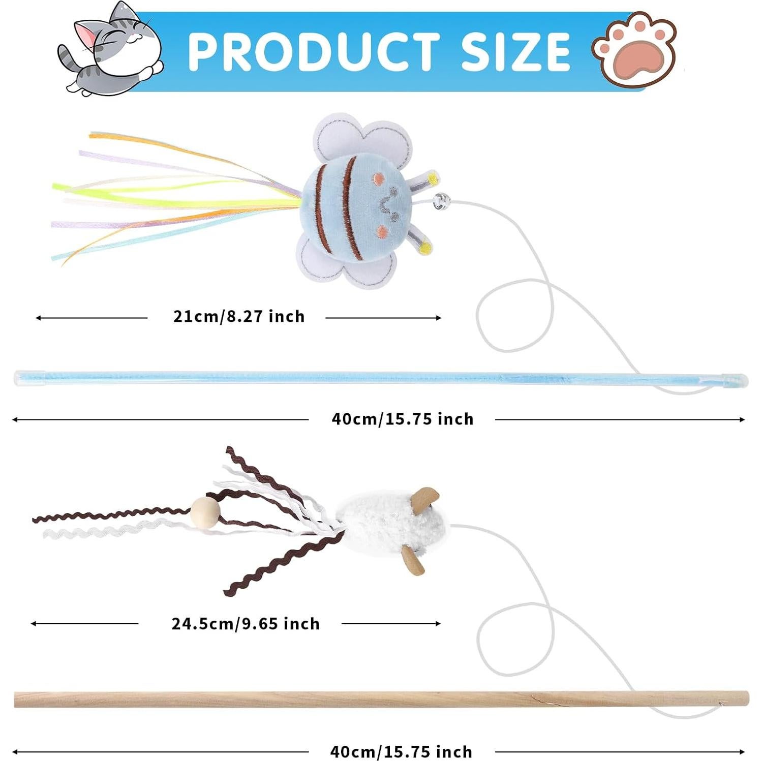 NOWFRESH Juego de Varitas Interactivas para Gatos 2 PCS