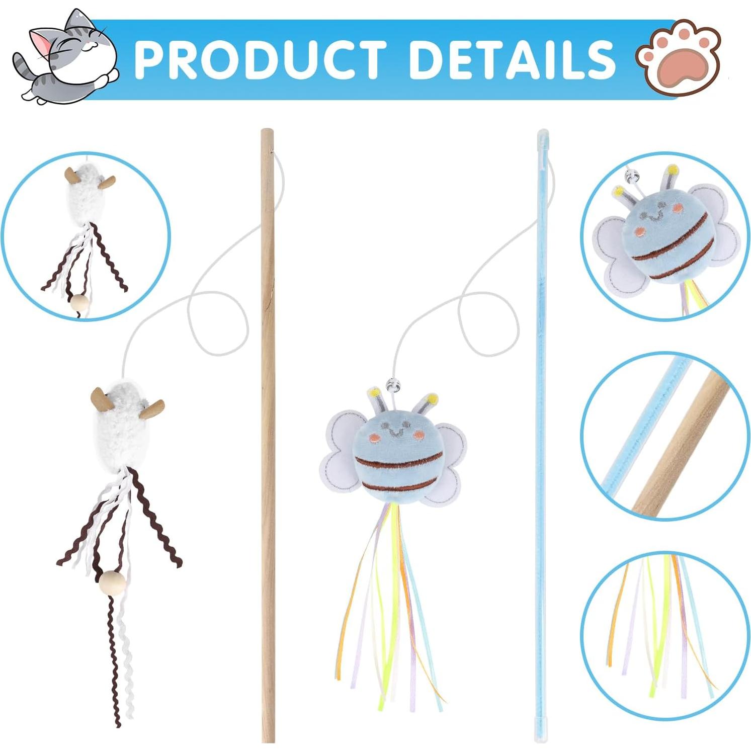 NOWFRESH Juego de Varitas Interactivas para Gatos 2 PCS