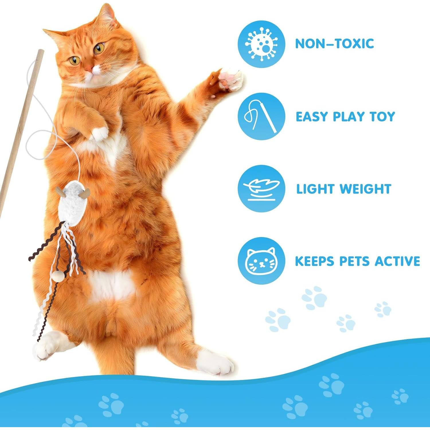 NOWFRESH Juego de Varitas Interactivas para Gatos 2 PCS